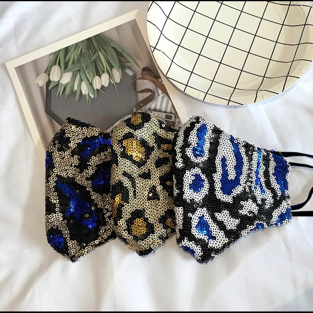 Bling Leopard Face Masks